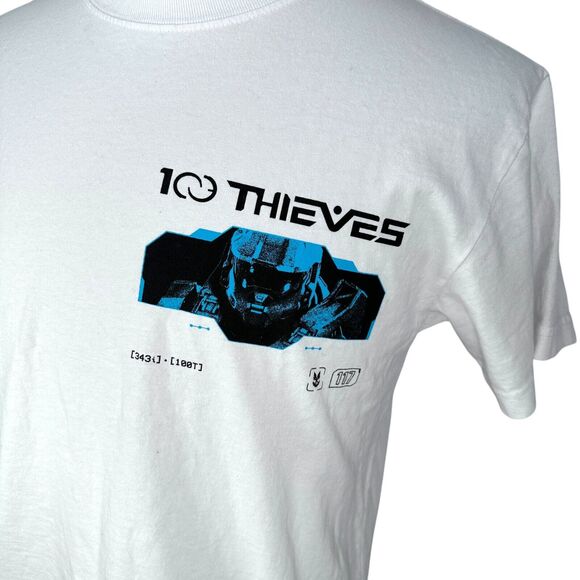 100 Thieves Halo Infinite Shirt Men’s Small White Graphics Cotton Gaming NWT New - Picture 2 of 10